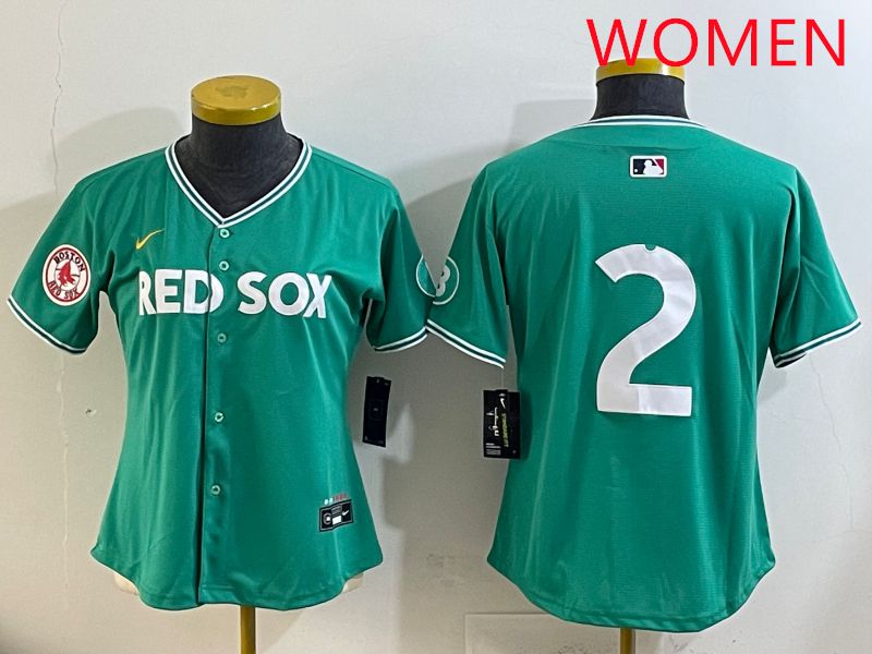 Women Boston Red Sox #2 No Name Green Joint Name Nike 2025 MLB Jersey style 8